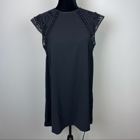 NWOT Black Zara Lace Shoulder/Cap sleeve accent Dress sleeveless size S - Picture 2 of 12